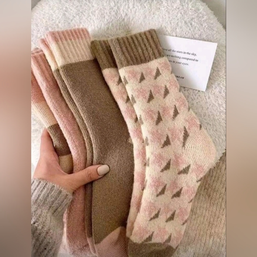 Cozy Knit Slipper Socks Set ~Set Of 4